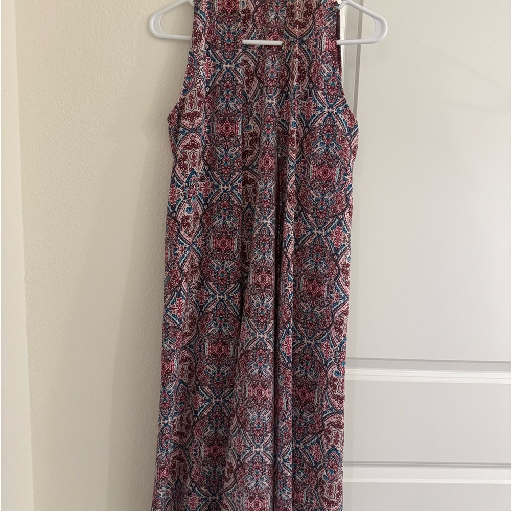 LuLaRoe Red and Blue Patterned Maxi sleeveless shawl dress top. Small